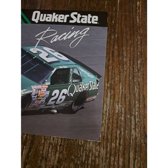 VTG 1990 Brett Bodine Quaker State Racing Driver Card NASCAR King Racing Buick - Picture 2 of 3
